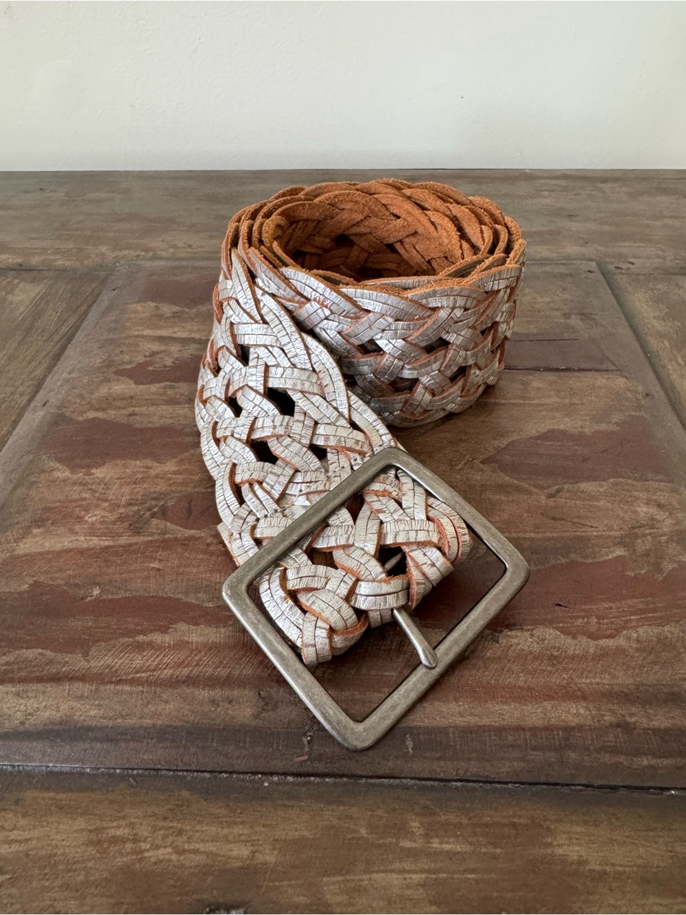 Old Navy leather silver braided knot‎ wide western belt women’s size XL